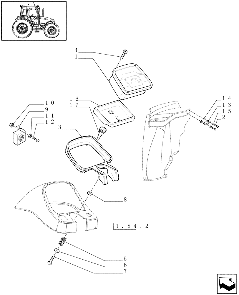 Схема запчастей Case IH JX80 - (1.92.0[17]) - CAB - MULTIPLE INDICATOR INSTRUMENT - POWER SOCKET (10) - OPERATORS PLATFORM/CAB