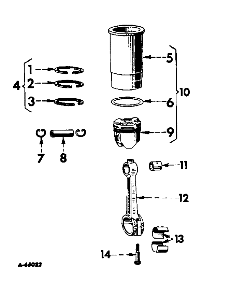 Схема запчастей Case IH 2404 - (014) - CARBURETED ENGINE, CONNECTING RODS, PISTONS AND CYLINDER SLEEVES (01) - ENGINE