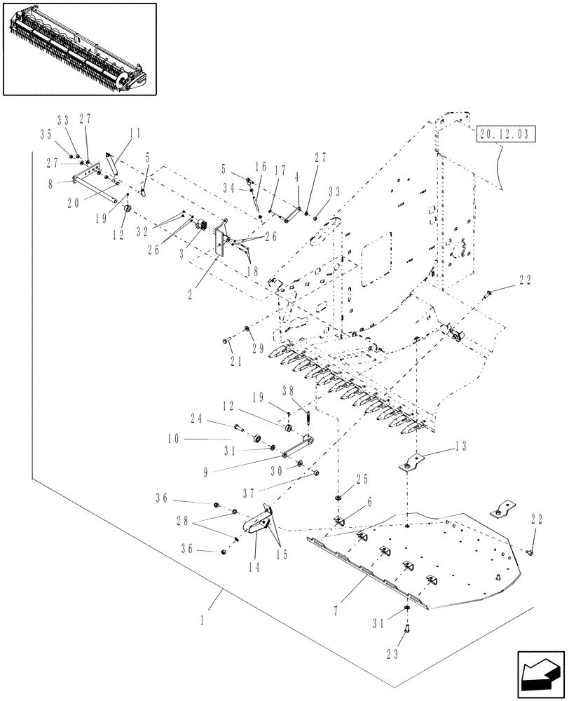 Схема запчастей Case IH 2020 - (20.06.02[2]) - HEIGHT CONTROL, 2010, PIN CBJ021301 AND AFTER (58) - ATTACHMENTS/HEADERS