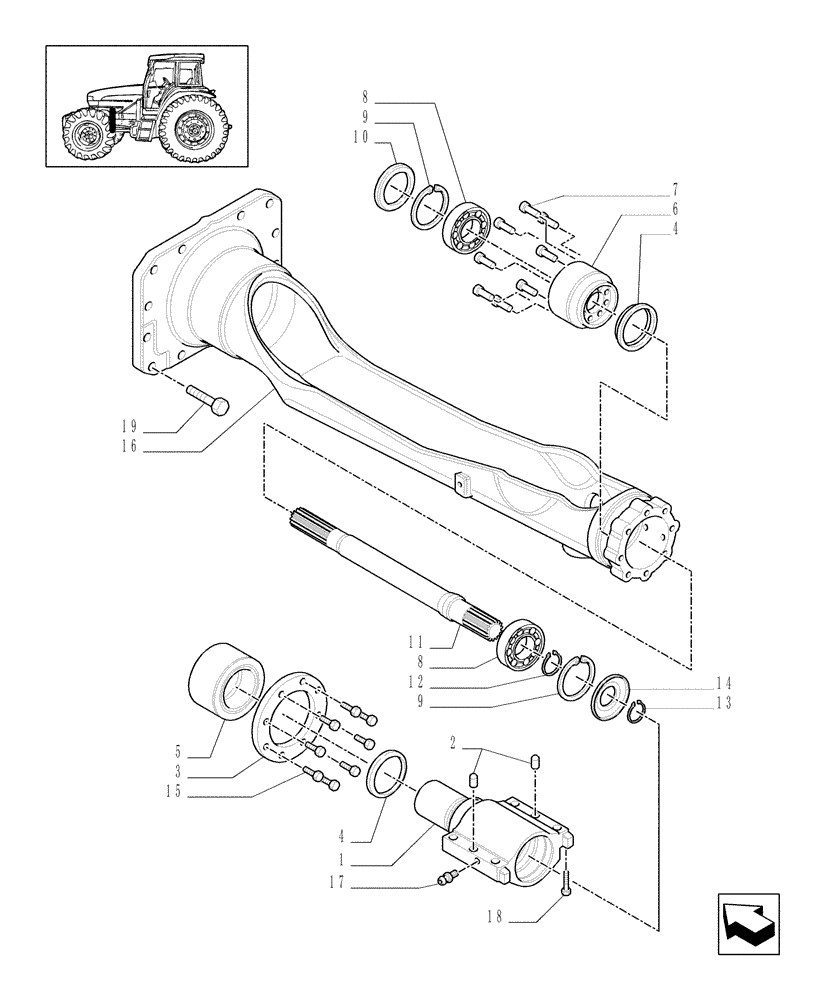 Схема запчастей Case IH MXU115 - (1.21.3[01]) - (VAR.301/1-358/1) 4WD FRONT AXLE WITH SUSPENSIONS AND TERRALOCK - ARM AND SUSPENSION (03) - TRANSMISSION