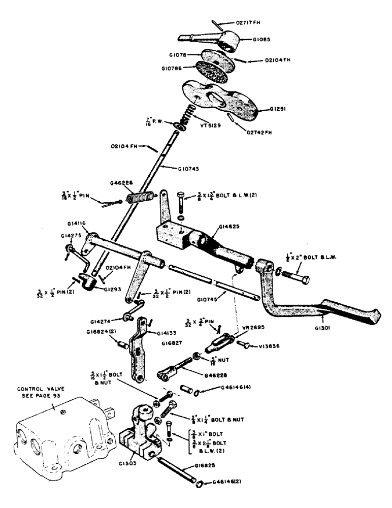 Схема запчастей Case IH 400B-SERIES - (094) - CASE-O-MATIC CONTROL VALVE LINKAGE (08) - HYDRAULICS