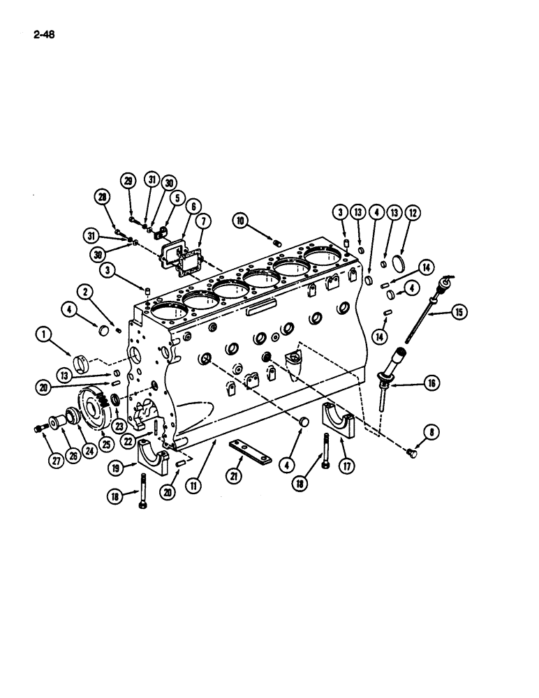 Схема запчастей Case IH 1822 - (2-48) - CYLINDER BLOCK, DT466C DIESEL ENGINE (01) - ENGINE