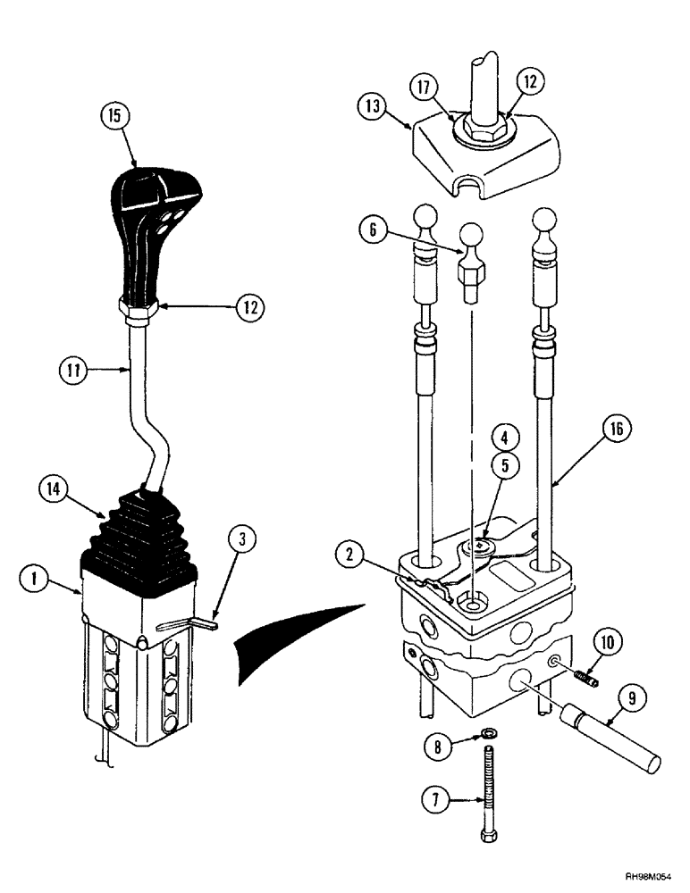 Схема запчастей Case IH L550 - (8-034) - CONTROL ASSEMBLY - 2 FUNCTION (CX70 - CX100) (08) - HYDRAULICS