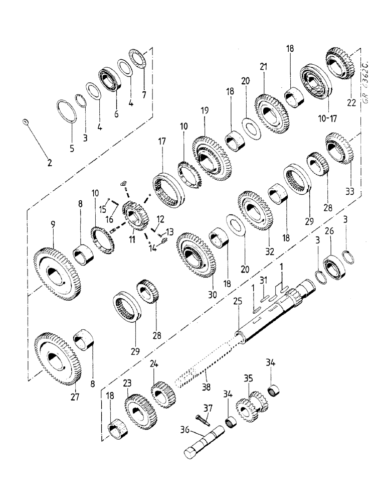 Схема запчастей Case IH 433 - (07-25) - TRANSMISSION - ALL GEARS (04) - Drive Train