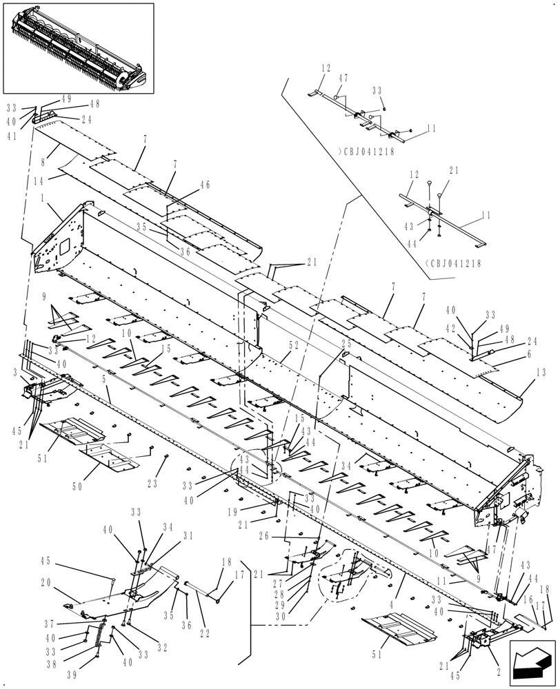 Схема запчастей Case IH 2020 - (20.12.02[4]) - MAIN FRAME & FLOORS, 2020, 35 FT (58) - ATTACHMENTS/HEADERS