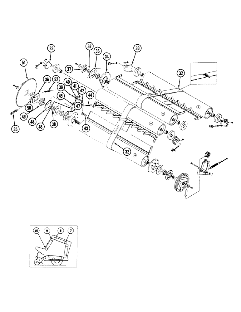 Схема запчастей Case IH 3450 - (60) - BELTS & ROLLER ASSYS 7 - 10, MACHINES W/ 1-1/4" (31 MM) ID HEX BORE BEARINGS, P.I.N. 001281 & AFTER, 