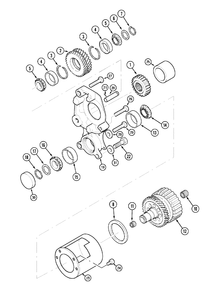 Схема запчастей Case IH MX135 - (06-38) - DRIVE AND IDLER GEARS 4WD (06) - POWER TRAIN