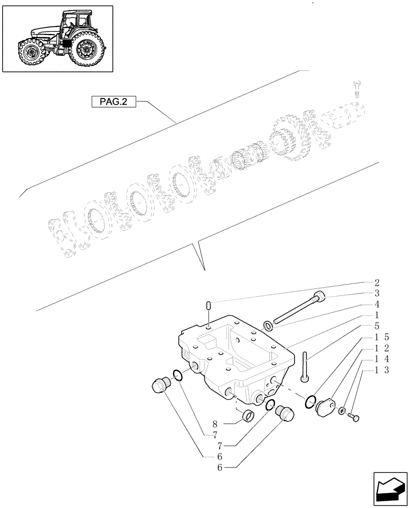 Схема запчастей Case IH JX1070U - (1.65.5[01]) - PARKING BRAKE - 2WD (05) - REAR AXLE