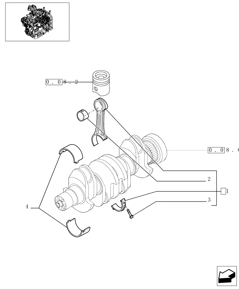 Схема запчастей Case IH JX1090U - (0.08.1) - CONNECTING ROD (01) - ENGINE