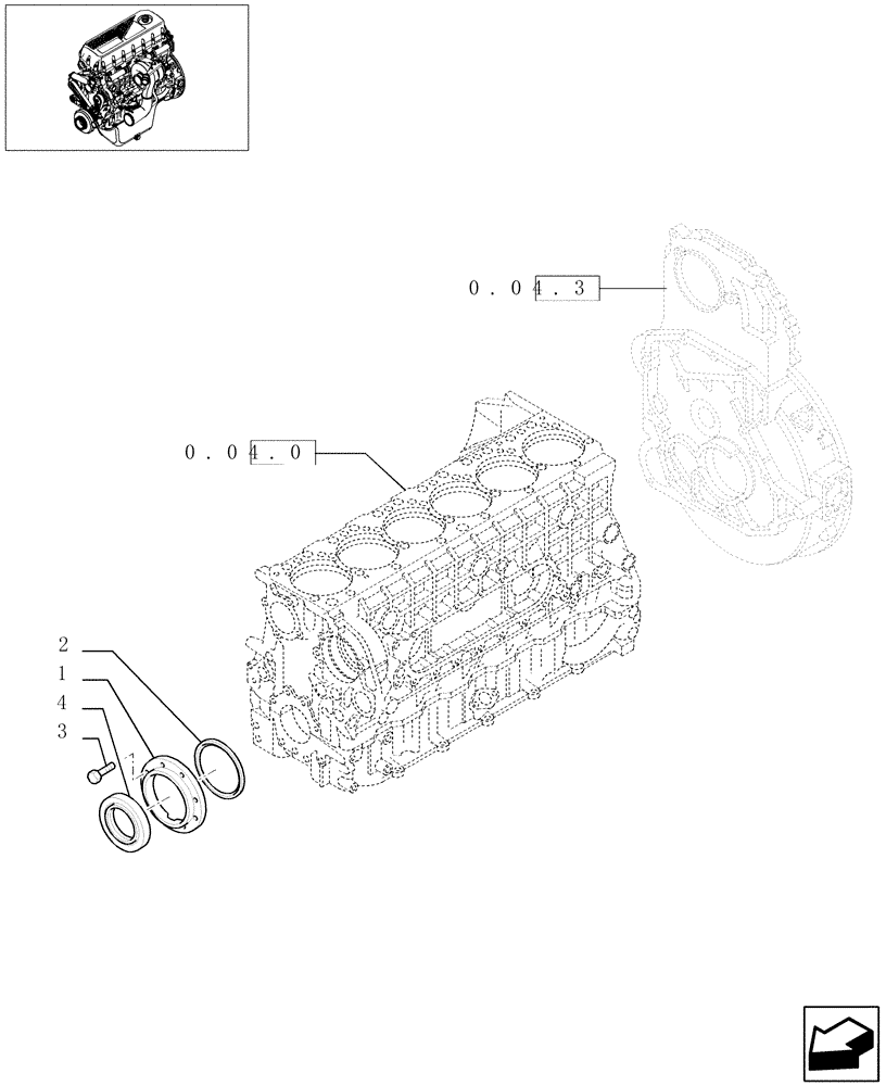 Схема запчастей Case IH F2BE0684A B003 - (0.04.3/ 1[01]) - ENGINE BLOCK FRONT COVER (504029648 - 504029739) 