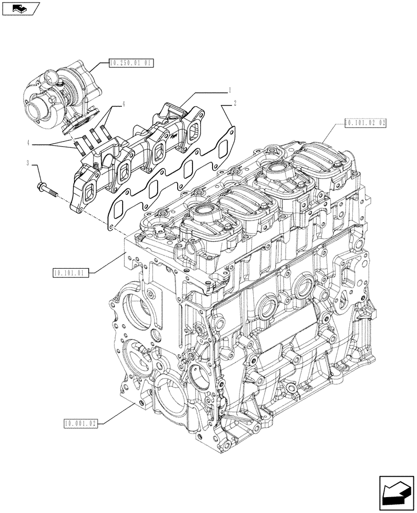 Схема запчастей Case IH F5AE9484G A010 - (10.254.05) - EXHAUST MANIFOLD (504154687) (10) - ENGINE