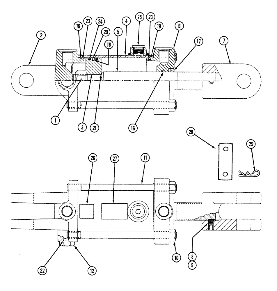 Схема запчастей Case IH NFX - (8-20) - HYDRAULIC DEPTH CONTROL CYLINDER 3-1/4 INCH BORE X 8 INCH STROKE (08) - HYDRAULICS