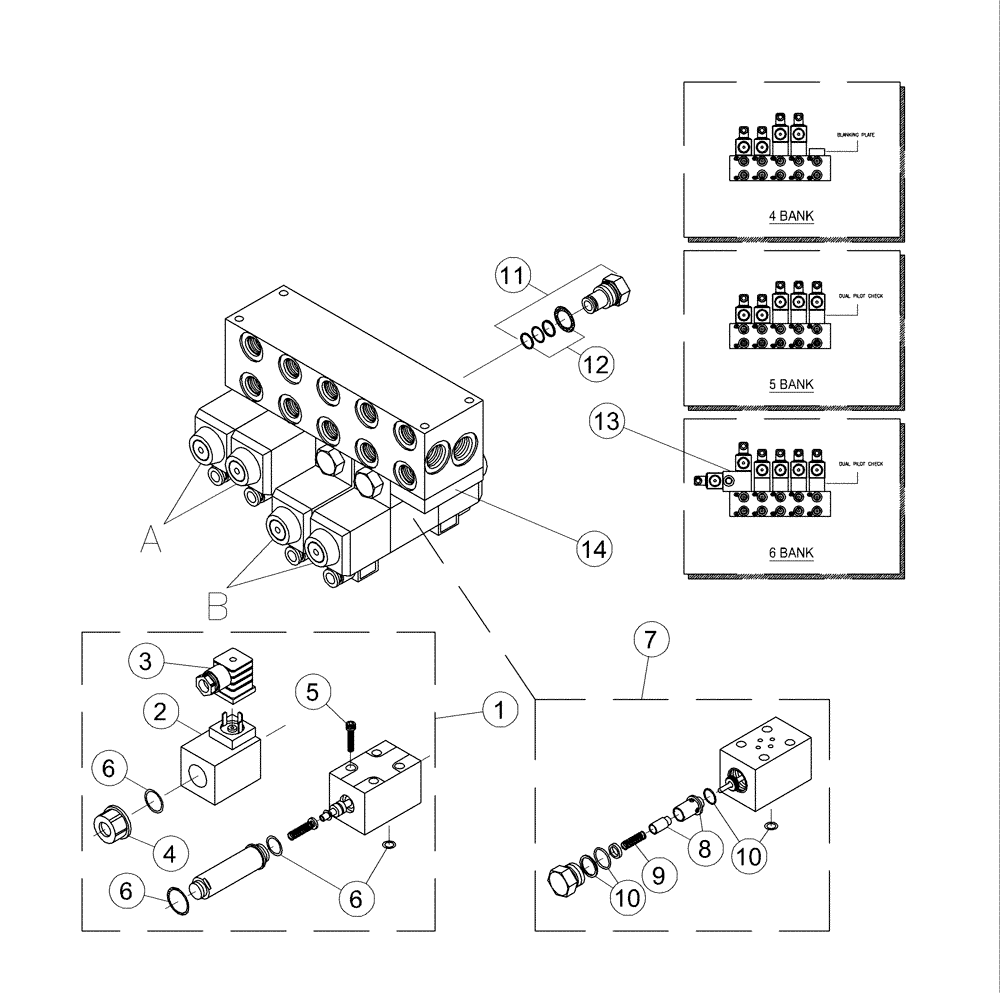 Схема запчастей Case IH 7700 - (B05[04]) - HYDRAULIC VALVE {4 Section} Hydraulic Components & Circuits