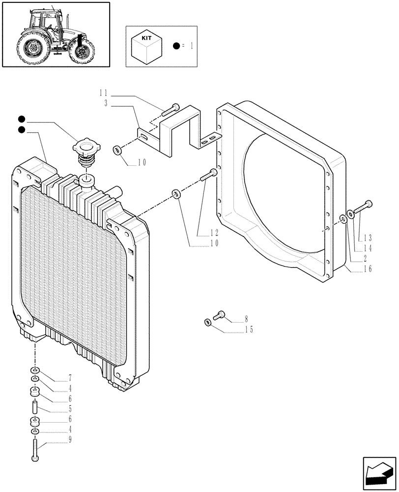 Схема запчастей Case IH JX95 - (1.17.0[03A]) - RADIATOR - CAP AND BRACKET - D5834 (02) - ENGINE EQUIPMENT