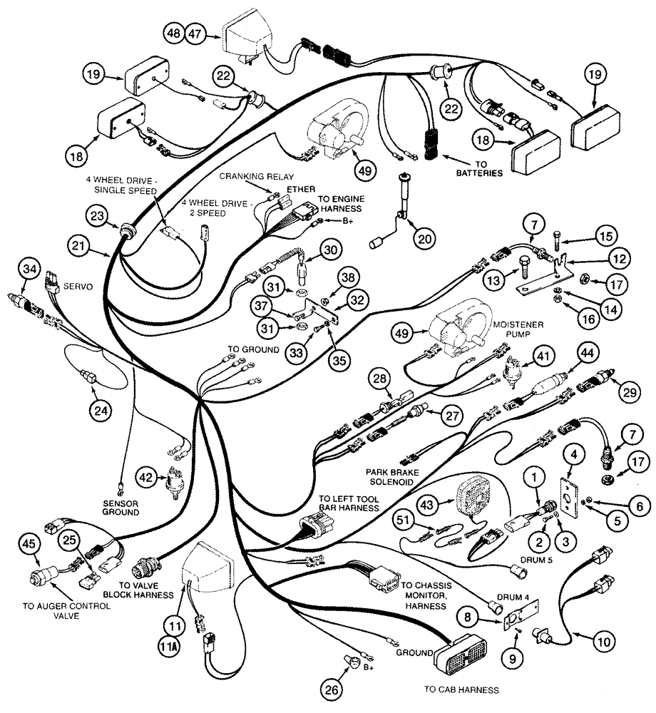 Схема запчастей Case IH 2555 - (04-15) - HARNESS, CENTER TO REAR (06) - ELECTRICAL SYSTEMS