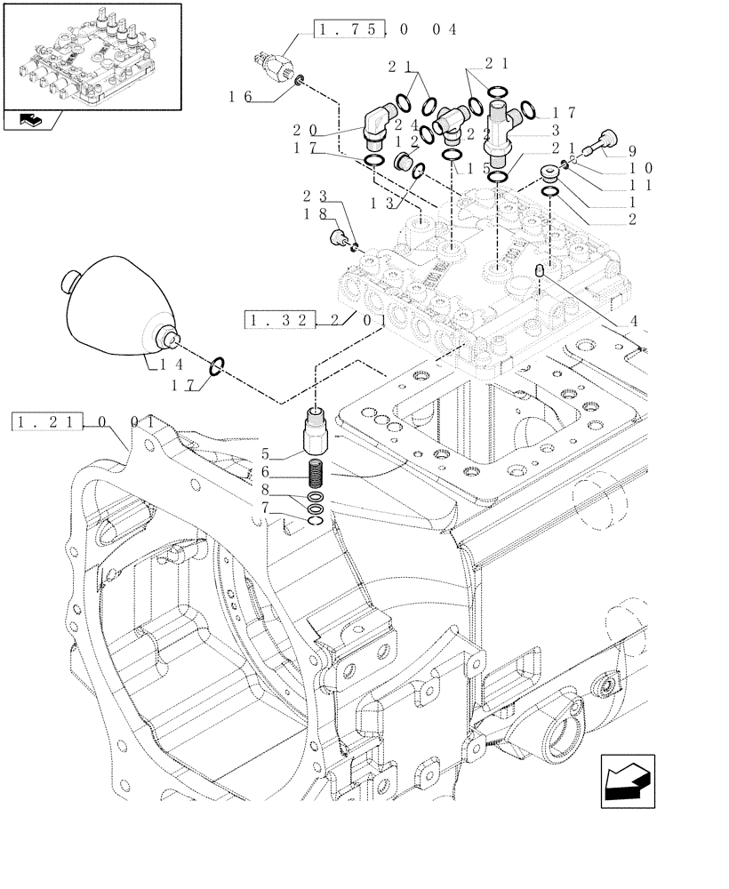 Схема запчастей Case IH PUMA 165 - (1.32.2[02]) - TRANSMISSION TOP COVER CONTROL VALVE RELATED PARTS (03) - TRANSMISSION