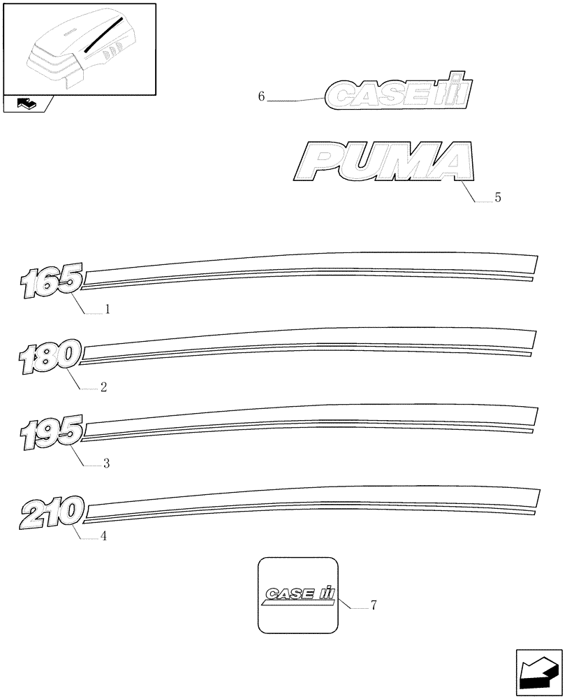 Схема запчастей Case IH PUMA 180 - (1.98.2) - MODEL IDENTIFICATION DECALS (13) - DECALS