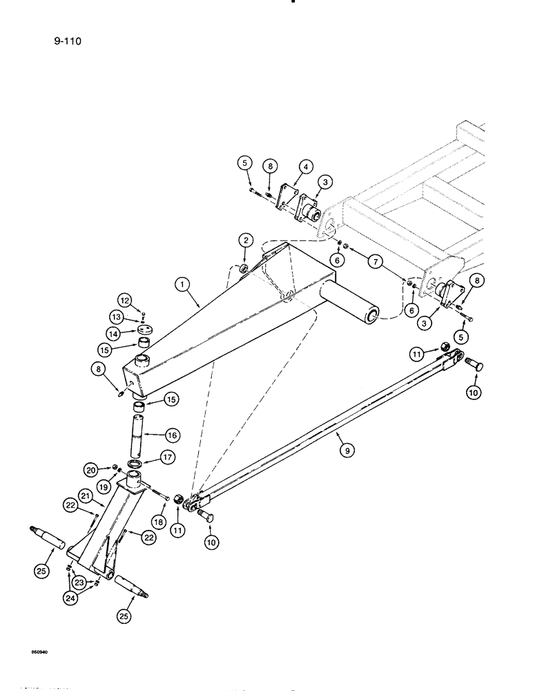 Схема запчастей Case IH 8500 - (9-110) - TRANSPORT ARM PARTS, USED W/ FRAME SECTION NO. 3, UNITS W/O SPRING CENTERED CASTER, 45 WIDE DRILL (09) - CHASSIS/ATTACHMENTS