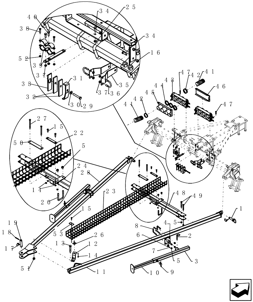 Схема запчастей Case IH 3430 - (39.110.05) - TOW BEHIND SDX, ATX AND NFX FIELD HITCH (39) - FRAMES AND BALLASTING