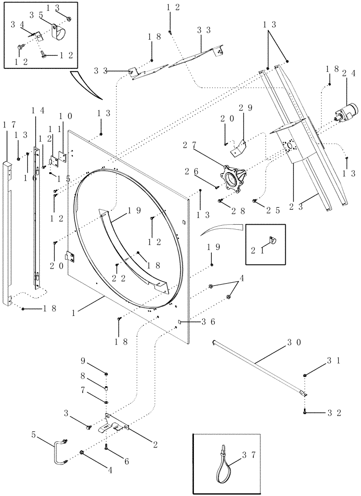 Схема запчастей Case IH 2366 - (02-05[02]) - ROTARY AIR SCREEN METAL DOOR ASSY - ASN JJC0255700 (01) - ENGINE