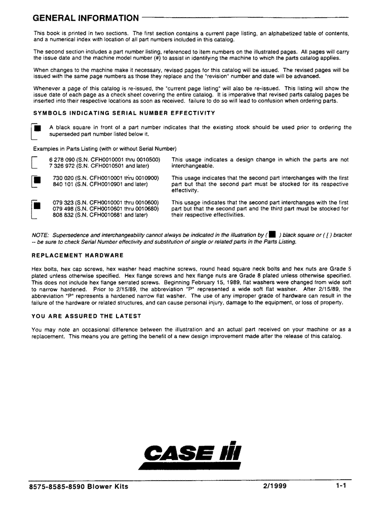 Схема запчастей Case IH 8585 - (1-1) - GENERAL INFORMATION 