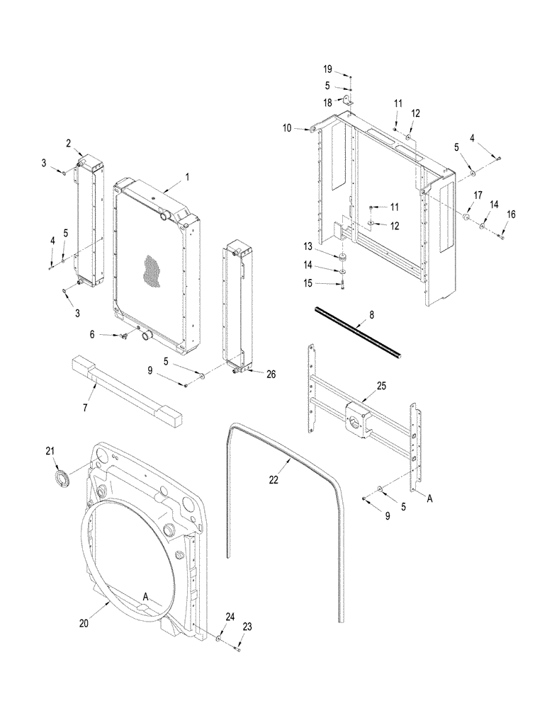 Схема запчастей Case IH STX530 - (02-04) - RADIATOR MOUNTING AND FAN SHROUD, STX & STEIGER 480 / 530 (02) - ENGINE