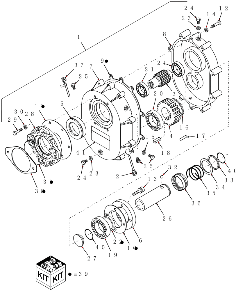 Схема запчастей Case IH SCX100 - (03.01) - GEARBOX, 540 RPM, SAUER-SUNSTRAND (03) - MAIN GEARBOX