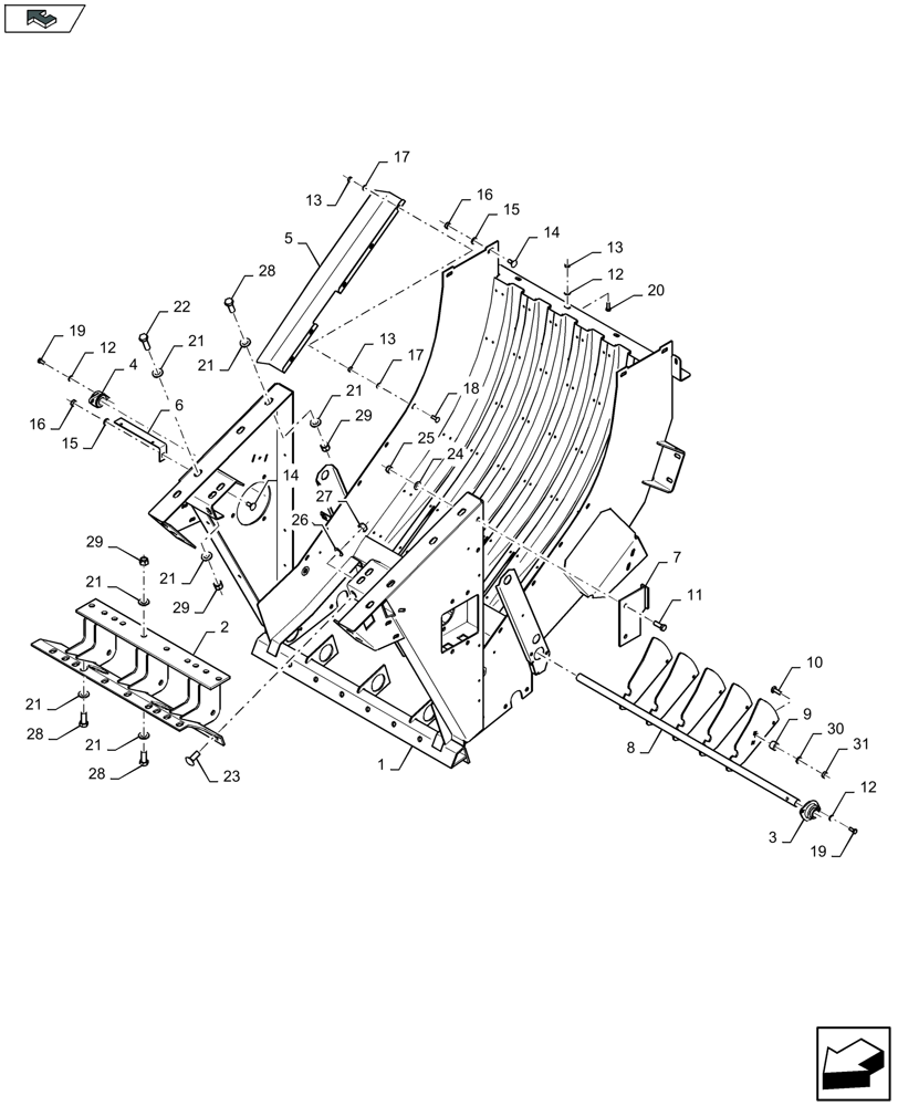 Схема запчастей Case IH LB334P - (60.280.120) - FEED CHAMBER, FRAME - C150 (60) - PRODUCT FEEDING