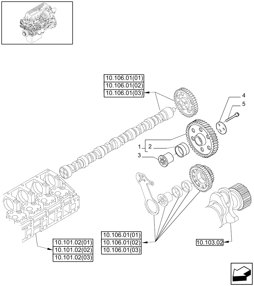 Схема запчастей Case IH 8120 - (10.106.07[02]) - TIMING GEARS, CAMSHAFT - 8120/8120(LA) (10) - ENGINE