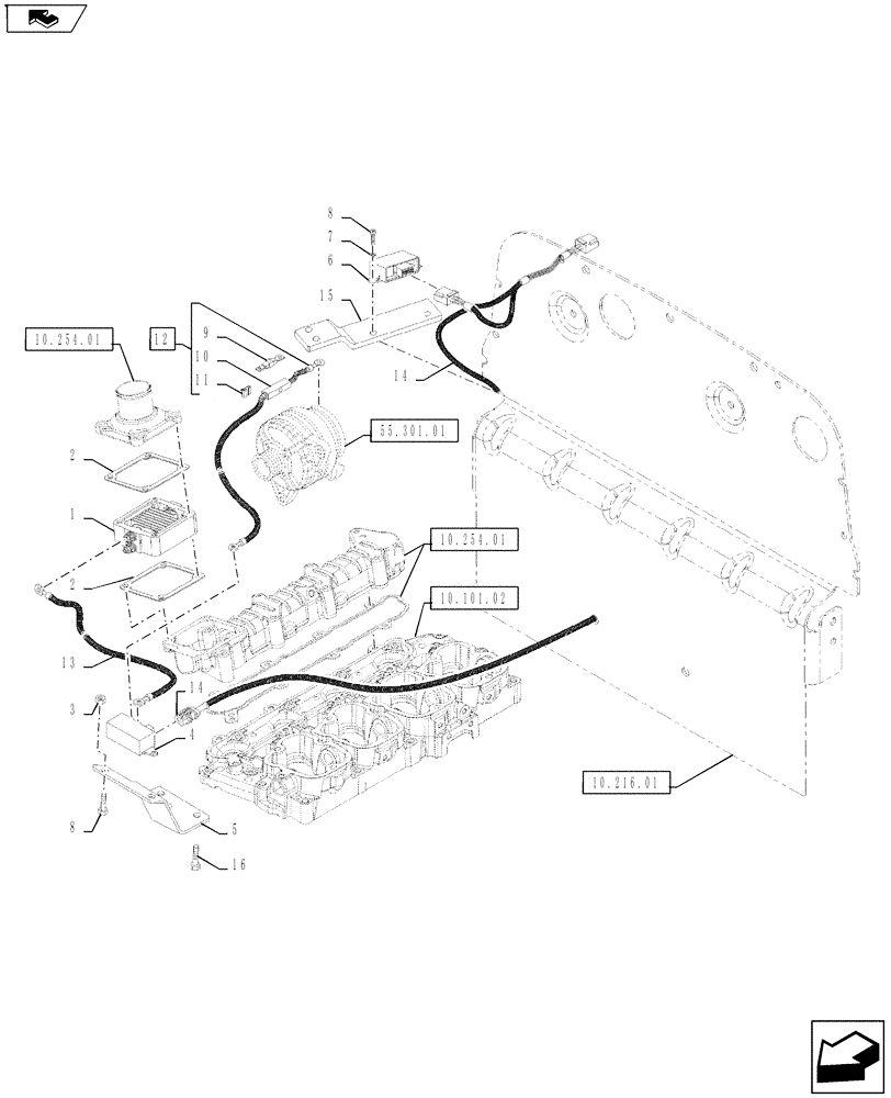 Схема запчастей Case IH FARMALL 65A - (10.254.06) - AIR HEATER ENGINE STARTING AID (10) - ENGINE