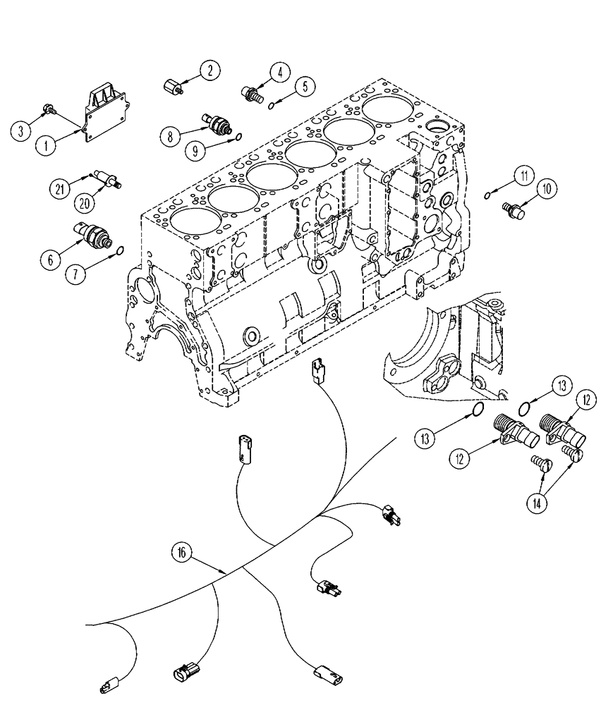 Схема запчастей Case IH FLX3300B - (02-045) - ENGINE - CONTROL MODULE (01) - ENGINE