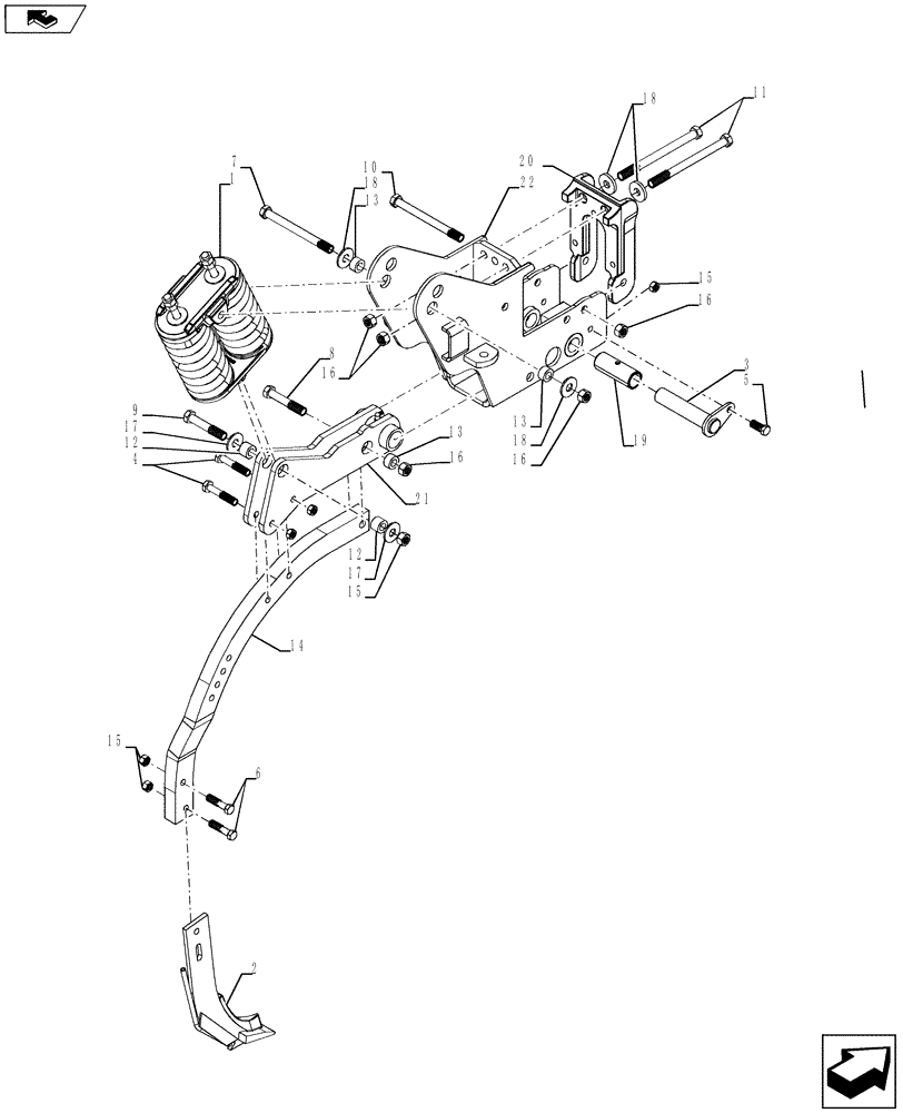 Схема запчастей Case IH 940 - (75.200.03) - HSC SHANK ASSEMBLY (75) - SOIL PREPARATION