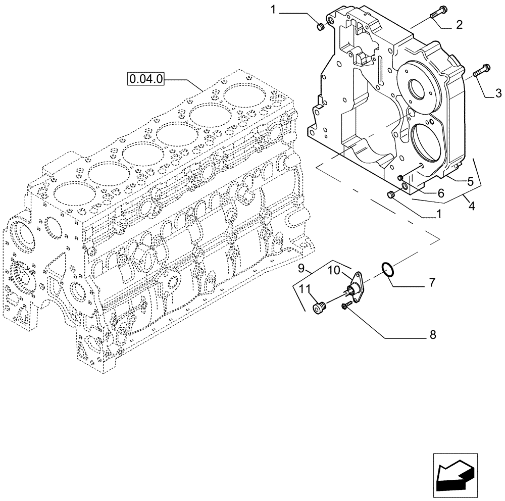 Схема запчастей Case IH P170 - (0.04.3[01]) - CRANKCASE COVERS (02) - ENGINE