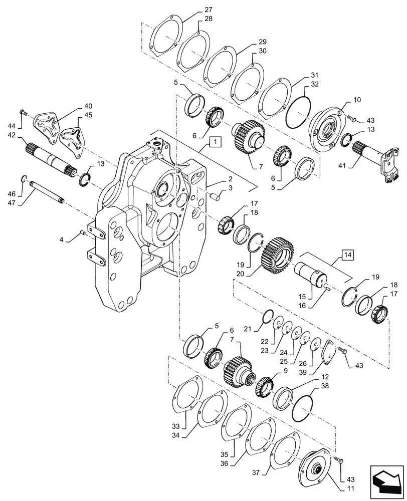 Схема запчастей Case IH MAGNUM 180 - (21.155.31) - TRANSMISSION DROP BOX (21) - TRANSMISSION