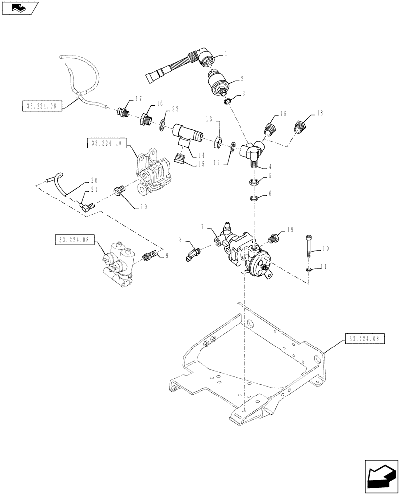 Схема запчастей Case IH PUMA 145 - (33.224.07) - VAR - 332727, 743692, 332737, 743693, 332739, 743694 - PNEUMATIC TRAILER BRAKE - CONTROL VALVE AND RELEVANT PARTS (33) - BRAKES & CONTROLS