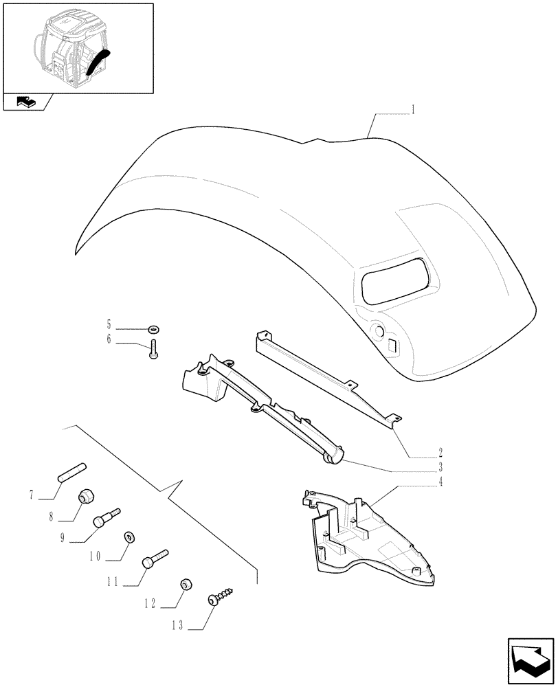 Схема запчастей Case IH PUMA 140 - (1.92.5/01[01]) - WIDE REAR FENDERS - FENDERS AND SUPPORTS - C6722 (VAR.330518-331518-332518-333518-330519-331519-332519-333519) (10) - OPERATORS PLATFORM/CAB