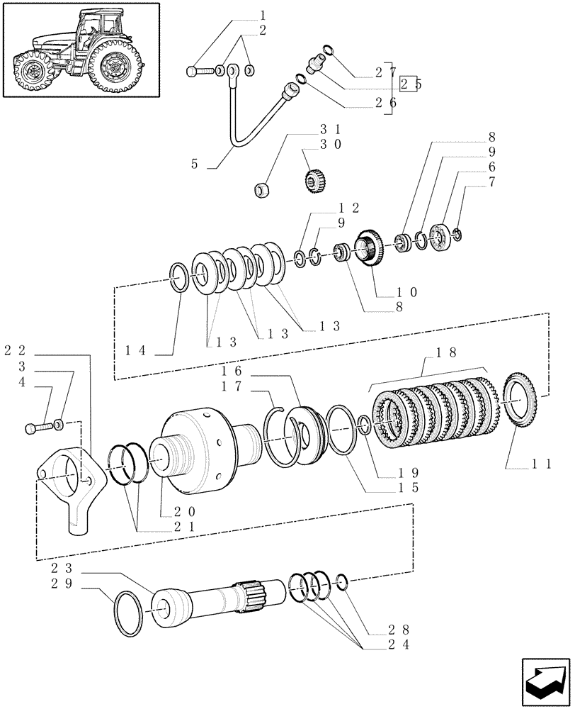 Схема запчастей Case IH MXU135 - (1.32.5) - (VAR.140-147) TRANSMISSION 16X16 (50 KM/H) (SPS) - CLUTCH COVER PLATE AND RELEVANT PARTS (03) - TRANSMISSION