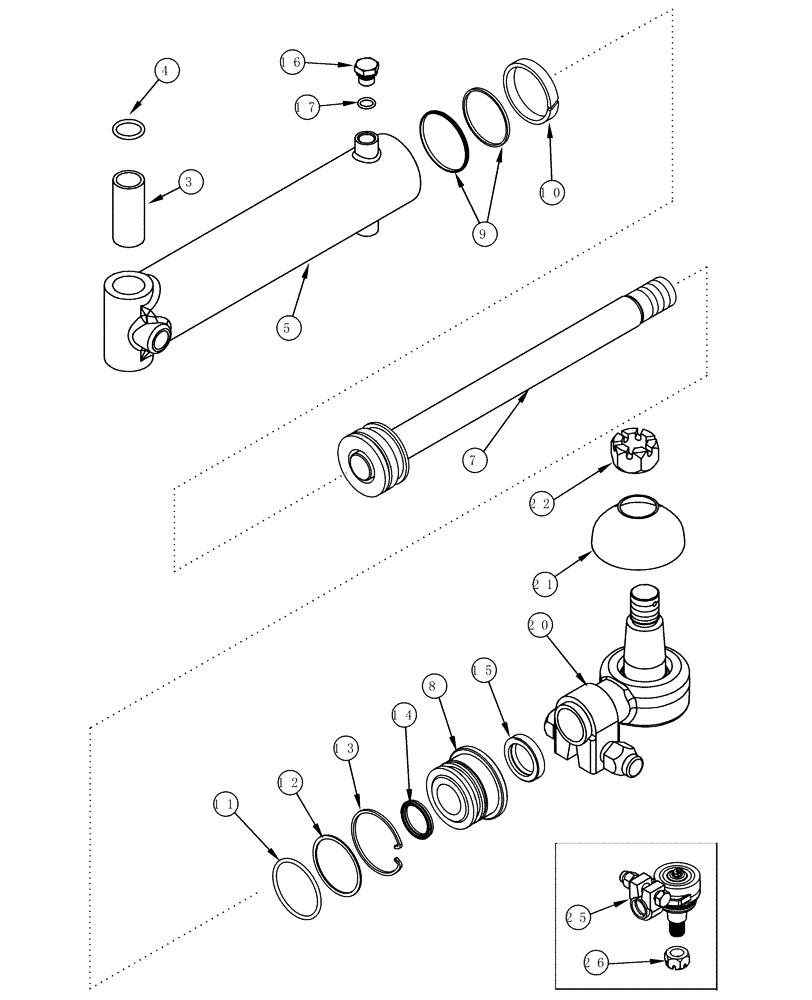 Схема запчастей Case IH MX200 - (05-19) - STEERING CYLINDER ASSEMBLY M.F.D., MX180, MX200, MX220 (05) - STEERING