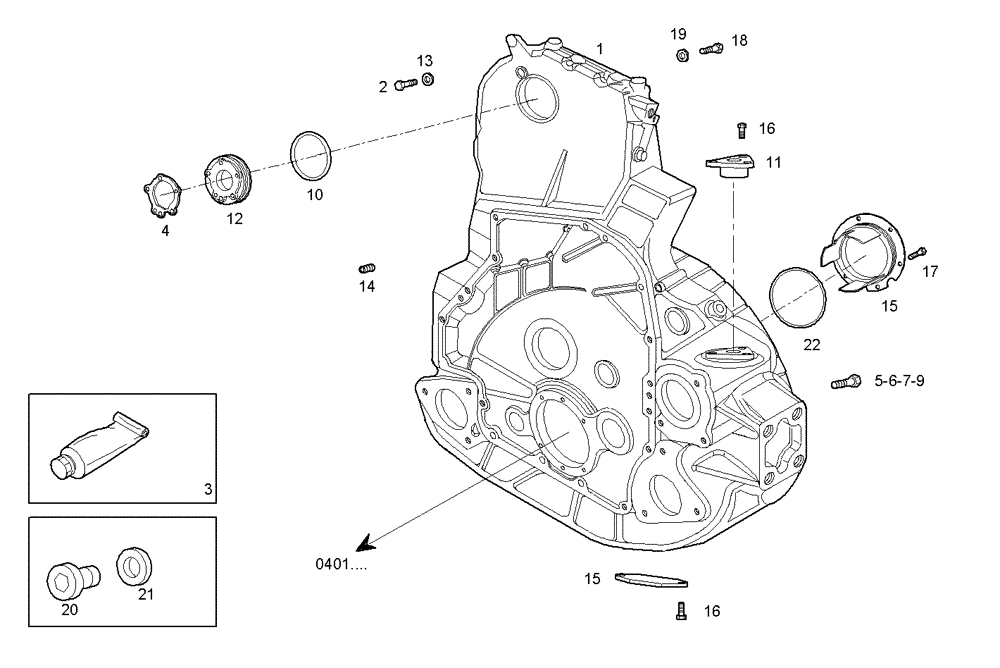 Схема запчастей Case IH F3CE0684B E005 - (0432.033) - REAR C.CASE COVER 