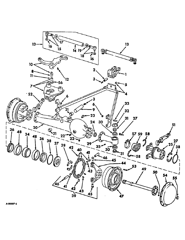 Схема запчастей Case IH 2756 - (B-33) - POWER TRAIN, FRONT AXLE AND CONNECTIONS, INTERNATIONAL TRACTORS WITH ALL WHEEL DRIVE (03) - POWER TRAIN