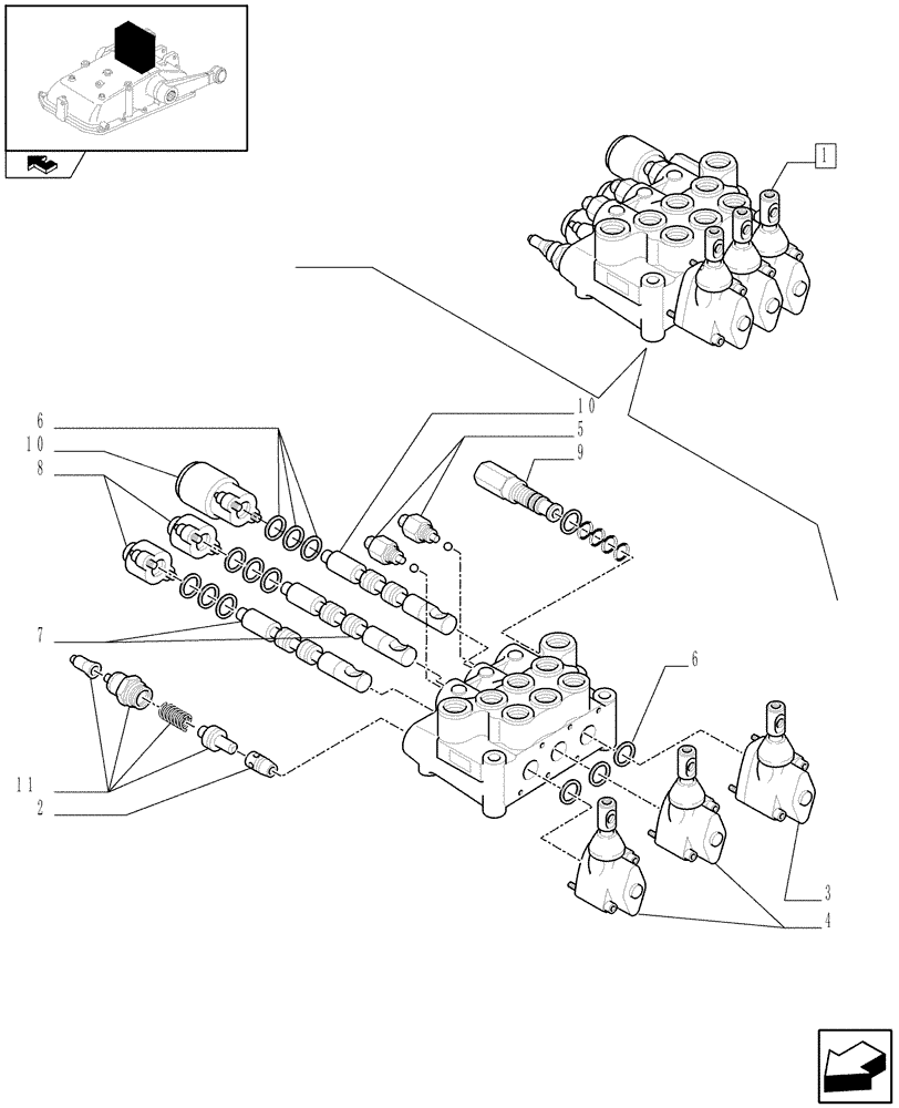 Схема запчастей Case IH FARMALL 90 - (1.82.7/02A) - 3 CONTROL VALVES (2 S/D + 1 S/D W/KICK OUT) - BREAKDOWN (07) - HYDRAULIC SYSTEM