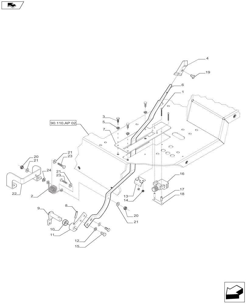 Схема запчастей Case IH FARMALL 140A - (31.101.AB) - LEVER - PTO CONTROL, ROPS (31) - IMPLEMENT POWER TAKE OFF