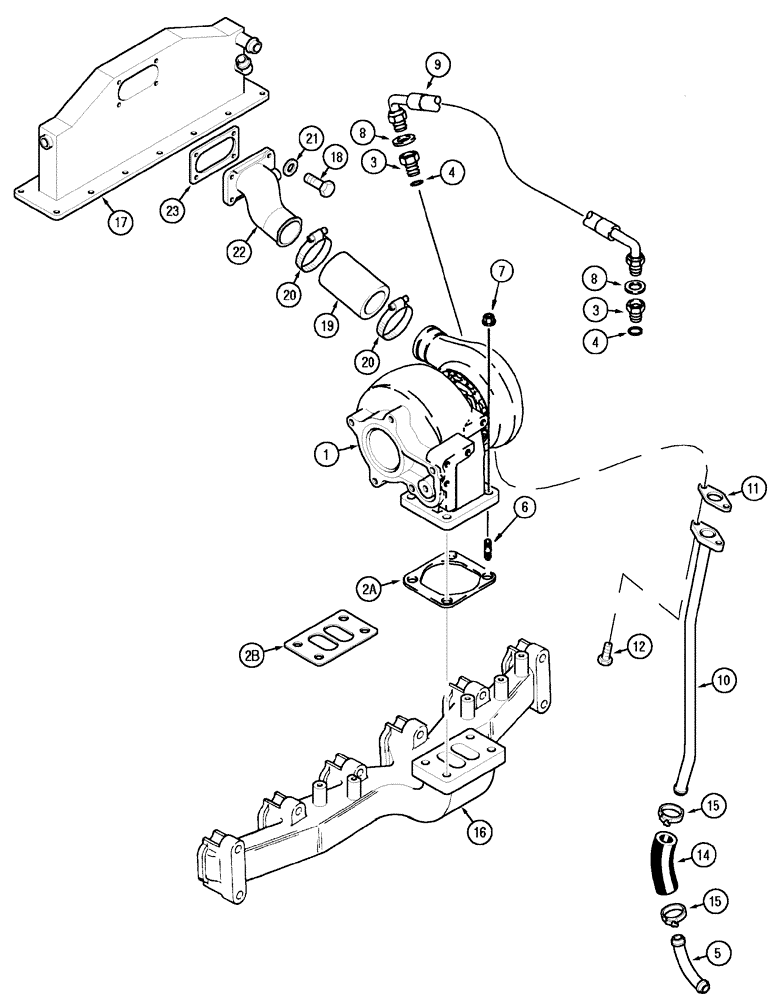 Схема запчастей Case IH MX170 - (02-16) - TURBOCHARGER AND CONNECTIONS (10) - ENGINE