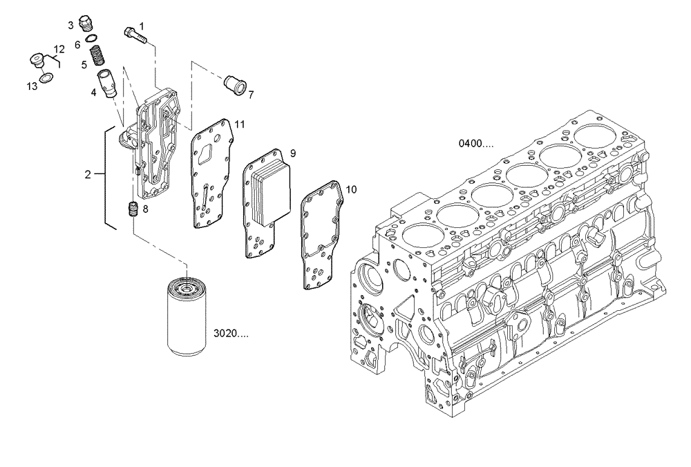 Схема запчастей Case IH F4GE0684C D600 - (3100.115) - OIL - WATER HEAT EXCHANGER 