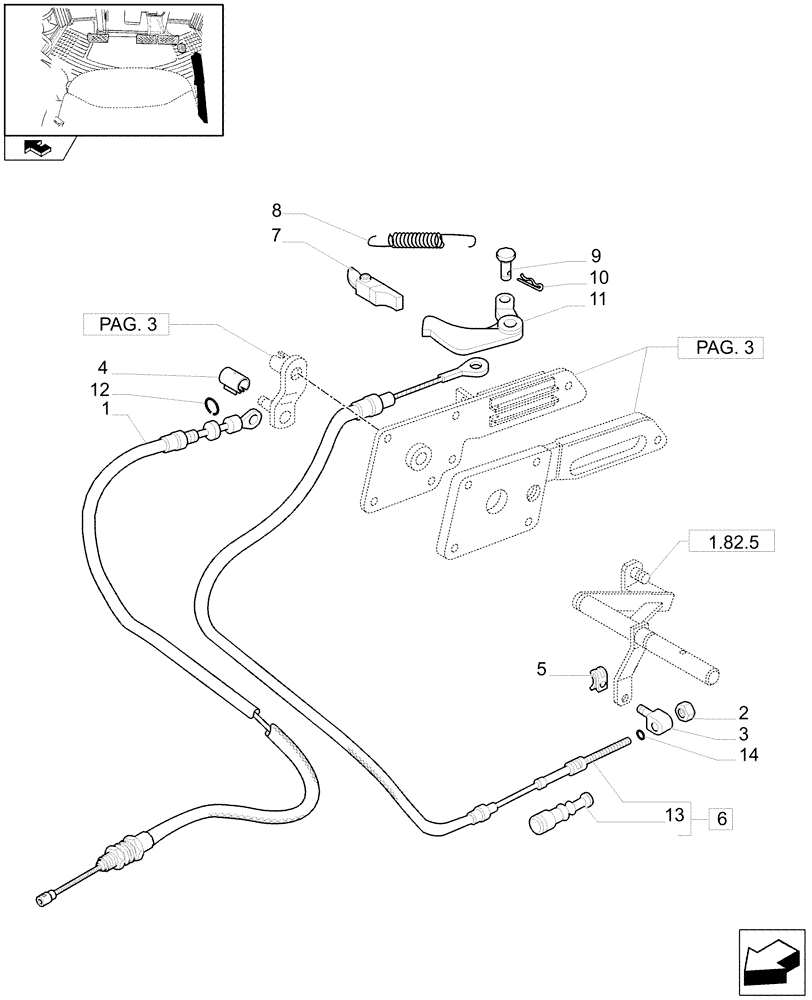 Схема запчастей Case IH FARMALL 105U - (1.95.4[02]) - THROTTLE CONTROL LINKAGE - FLEXIBLE CABLE, LEVER - L/CAB (10) - OPERATORS PLATFORM/CAB