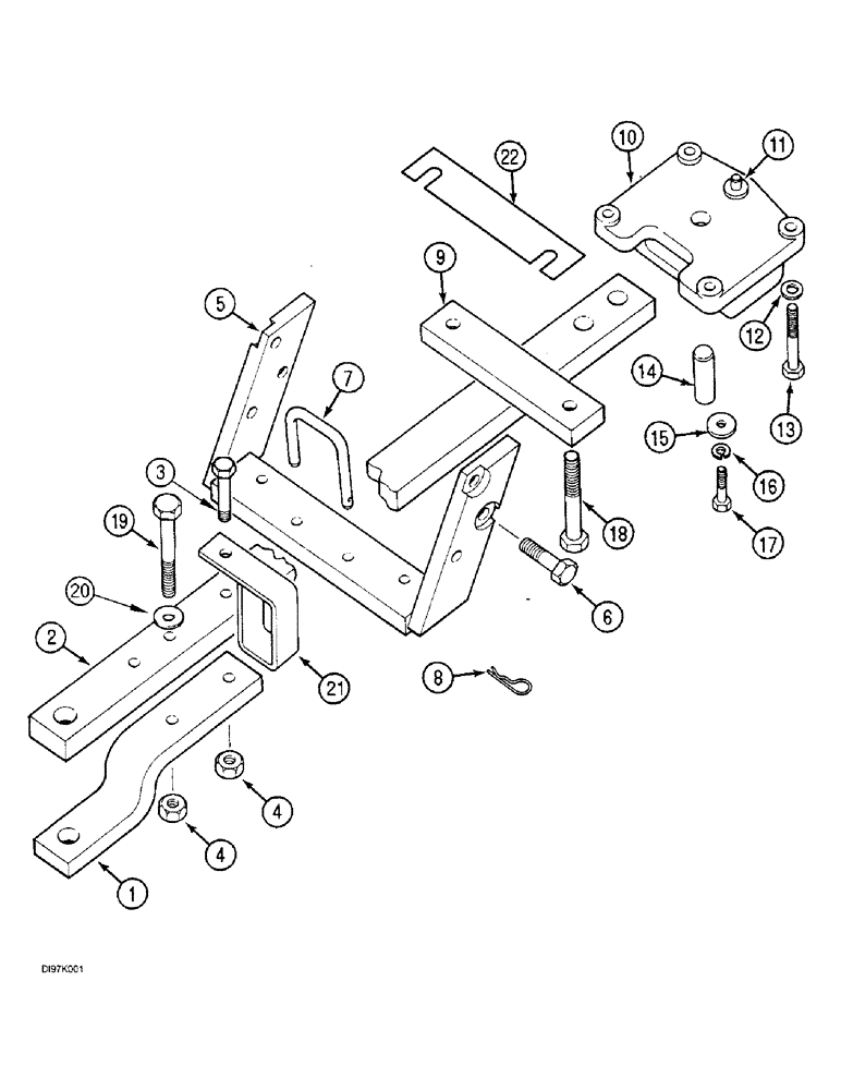 Схема запчастей Case IH 3220 - (9-110) - SWINGING DRAWBAR (09) - CHASSIS/ATTACHMENTS