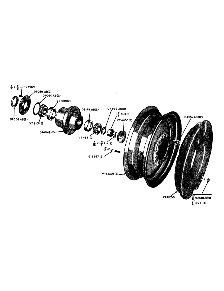 Схема запчастей Case IH 600B-SERIES - (092) - FRONT WHEEL AND HUB, 510B AND 610B UTILITY TRACTORS (06) - POWER TRAIN