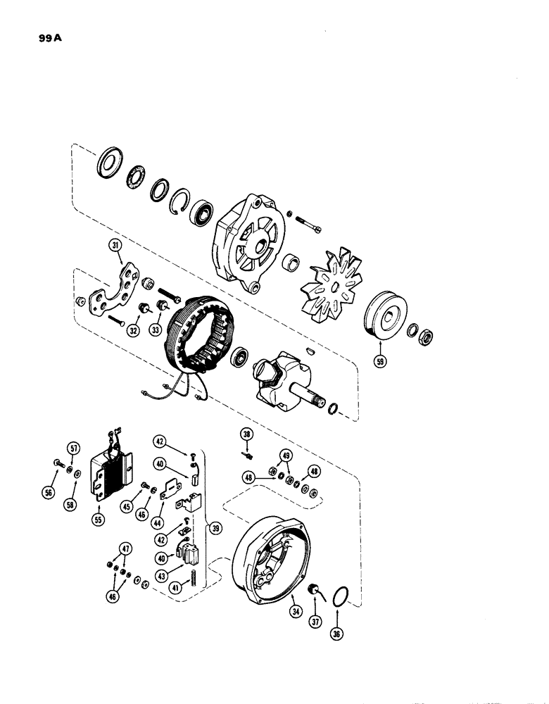 Схема запчастей Case IH 770 - (099A) - A61062 ALTERNATOR, (267B) DIESEL & (251B) SPARK IGNITION ENGINES (04) - ELECTRICAL SYSTEMS