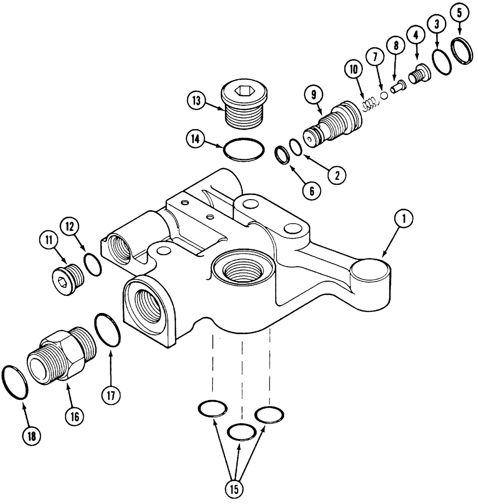 Схема запчастей Case IH 5140 - (8-050) - REMOTE AUXILIARY VALVE END COVER, TRANSMISSION JKA62487 WITH POWER BEYOND (08) - HYDRAULICS