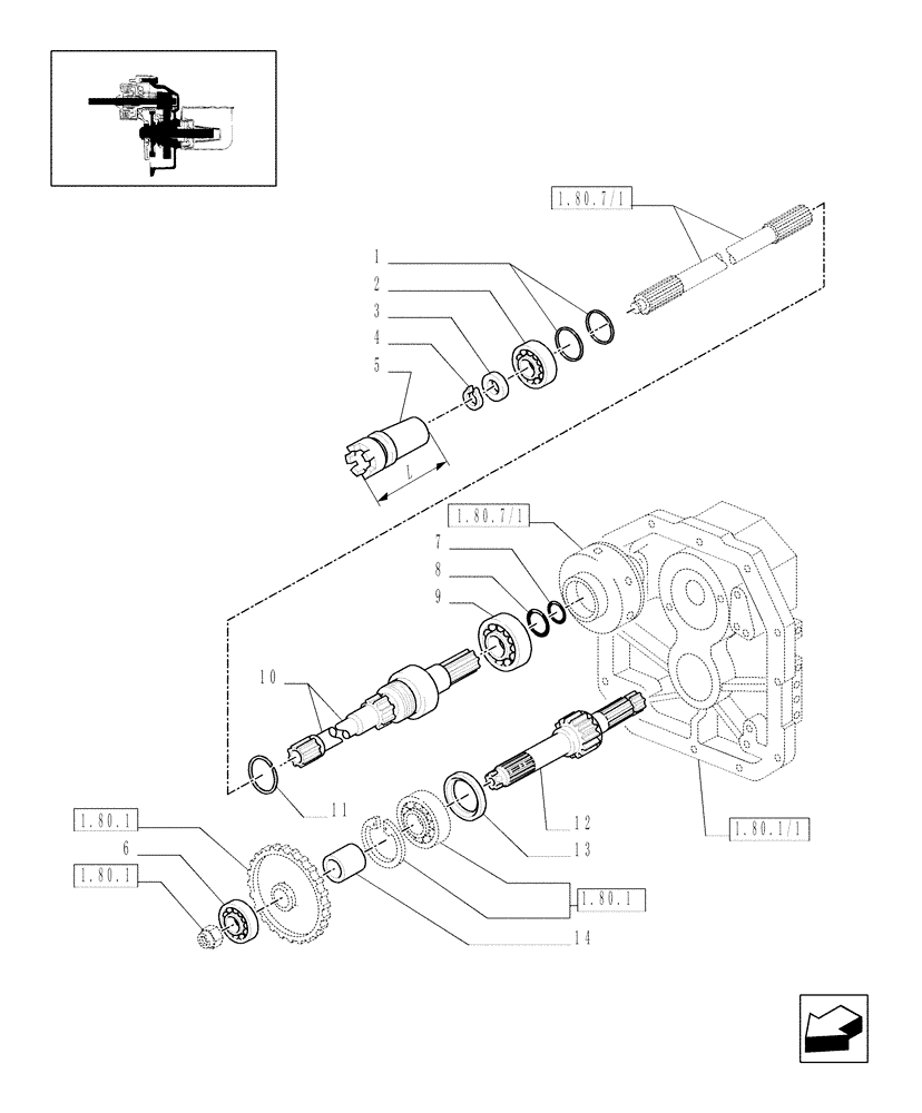 Схема запчастей Case IH JX80U - (1.80.1/01[02]) - (VAR.007) NASO - POWER TAKEOFF, SHAFTS AND GEARS (07) - HYDRAULIC SYSTEM